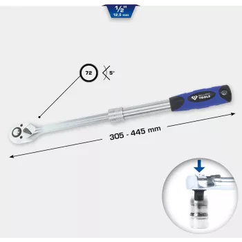 Carraca KS Tools BT022992 1/2 pulgadas mango telescópico ajustable