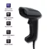 Lector de códigos de barras de mano QOLTEC 50863 — escáner 1D/2D, USB con cable, sensor LED, negro, 5V, cable de 1,8 m