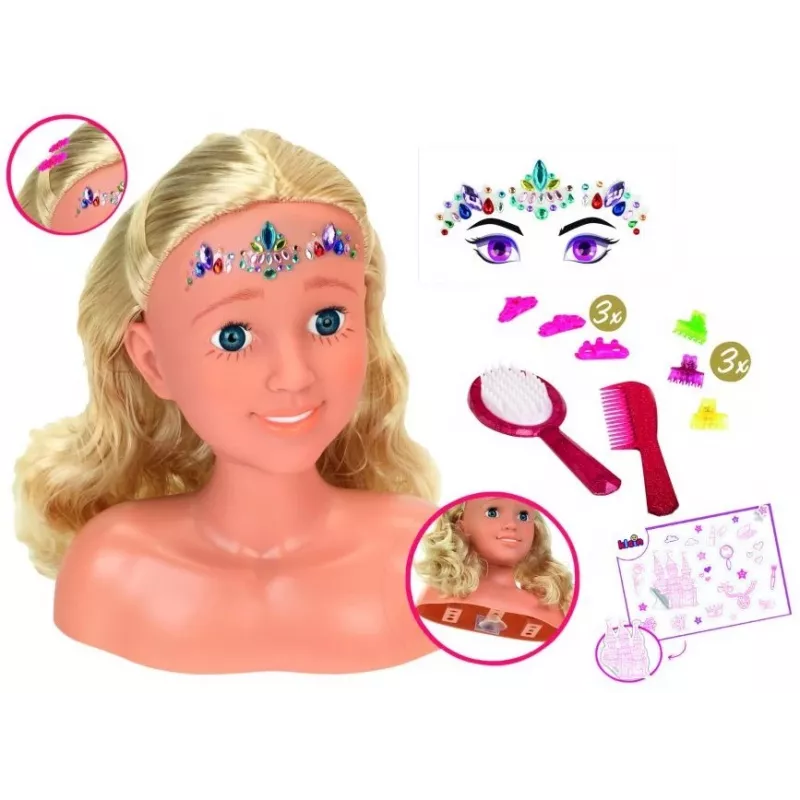 Cabeza de peinado y estilismo KLEIN Sara 5205 con rasgos realistas – accesorio de muñeca para practicar peinados
