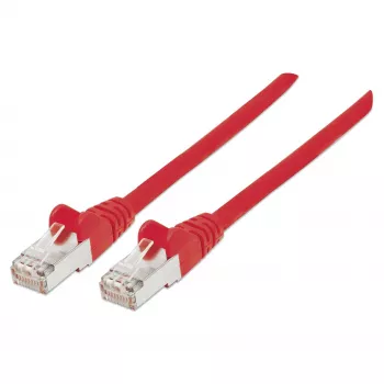 Cable de red patch Intellinet, Cat6, 0,5 m, rojo, cobre, S/FTP, LSOH / LSZH, PVC, RJ45, contactos bañados en oro, funda antirrotura, con funda, garantía de por vida