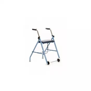 Andador de rehabilitación de dos ruedas ARmedical PPC005 – azul/negro, estructura de acero, altura ajustable, asiento incluido
