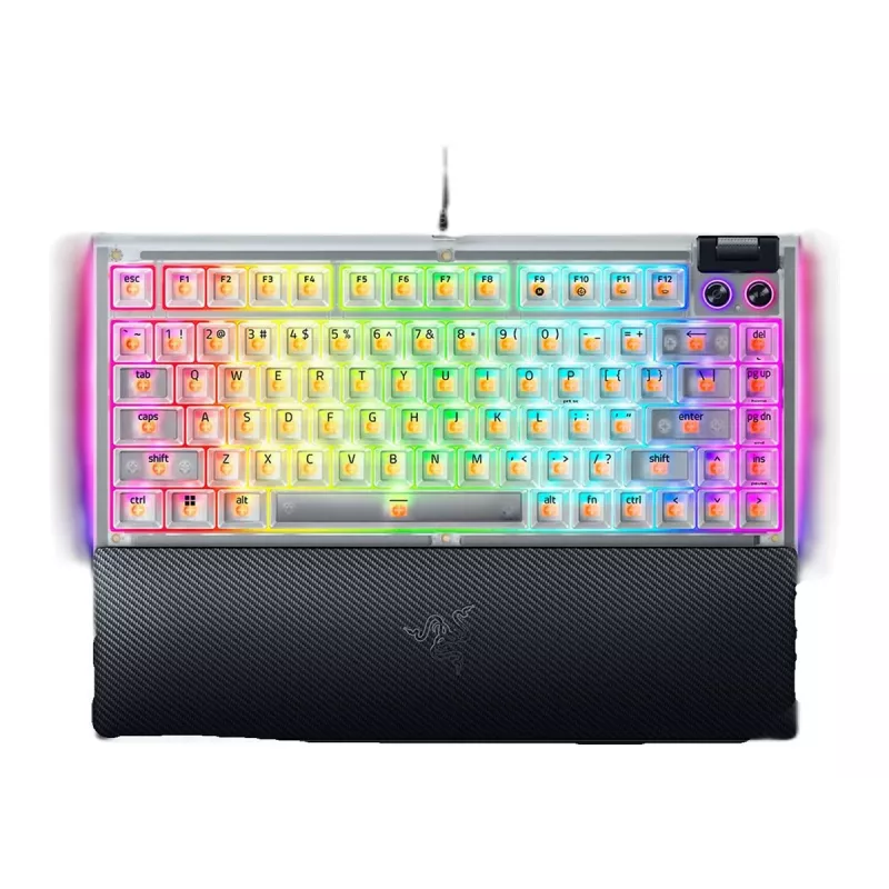Teclado mecánico gaming hot-swappable Razer | BlackWidow V4 75% | Teclado gaming | Con cable | US | Phantom White Edition | USB Type-C | Razer Mechani