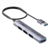 Hub USB Unitek H1208CGY01 — 4 puertos USB 3.0 (5 Gbit/s), compatible con USB 2.0, aluminio