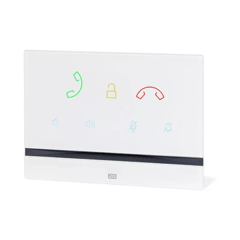 Portero automático 2N Indoor Talk blanco — con cable, vidrio templado, montaje en pared, 185×128×48,2 mm