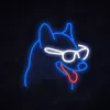 Letrero de neón MANTA Neon Lights Dog with Glasses Manta SNL69MT – lámpara de pared LED de neón decorativa con diseño de perro