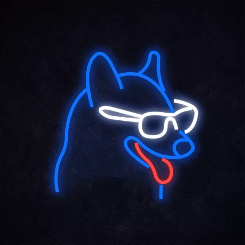 Letrero de neón MANTA Neon Lights Dog with Glasses Manta SNL69MT – lámpara de pared LED de neón decorativa con diseño de perro