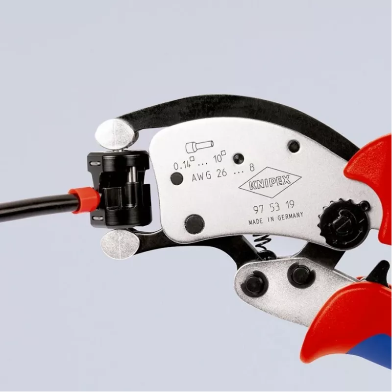 KNIPEX Twistor T alicate de crimpar autoajustable, alicate de crimpar para terminales