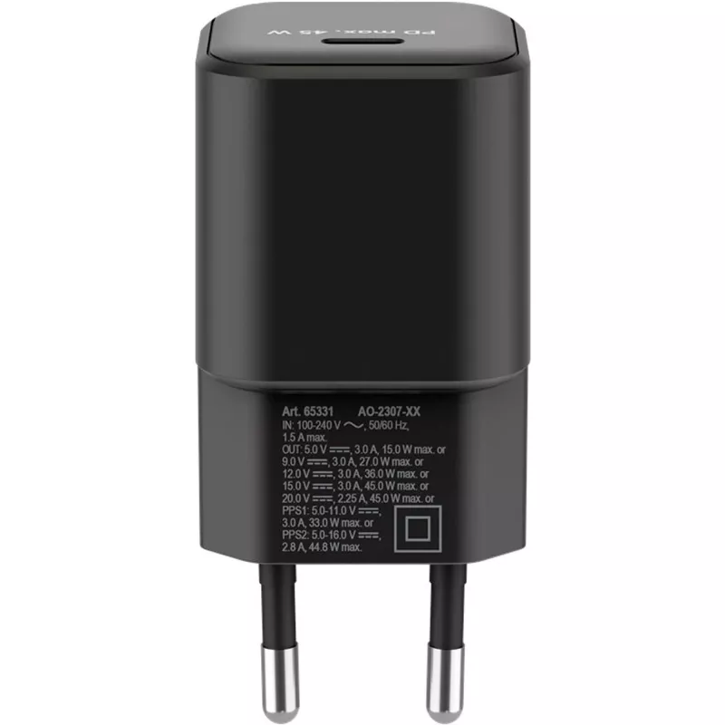 Cargador Goobay 65331 cargador rápido de CA para interiores negro USB Type-C