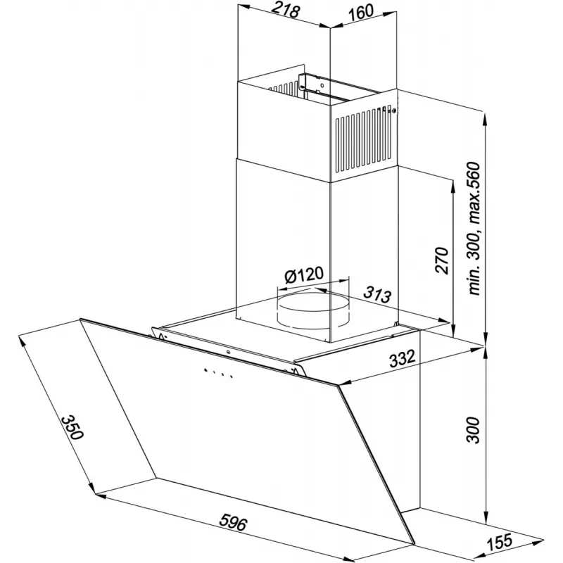 MAAN Vertical Glass 60 campana extractora, negra