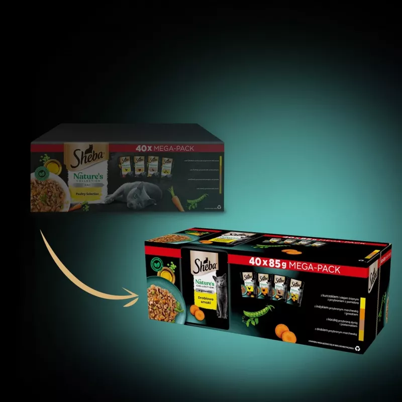 SHEBA Nature's Collection variedades de sabor a ave en gelatina - comida húmeda para gatos - 40 x 85g