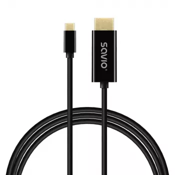 Cable USB-C SAVIO CL-191 2 m — USB-C a USB-C, conector macho a conector macho, Negro, revestimiento de plástico, conductor de cobre