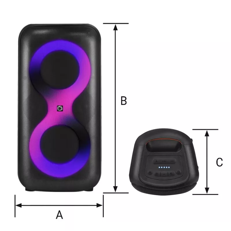 Equipo de música portátil MANTA SPK0401B100 altavoz Bluetooth, 100 W de potencia máxima, radio FM, karaoke, batería integrada, X-BASS