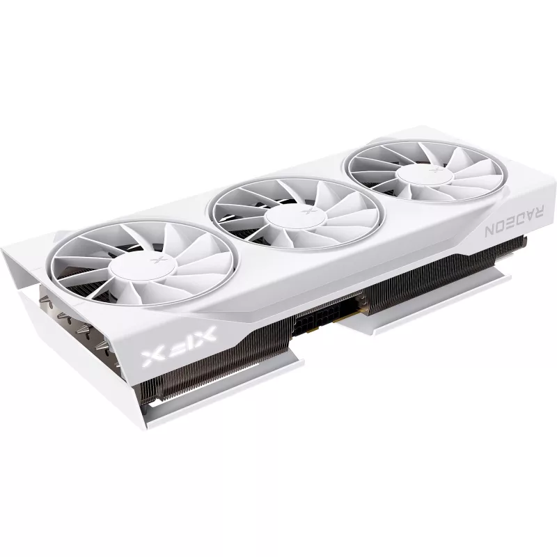 Tarjeta gráfica XFX Radeon RX 9070 XT — 16 GB GDDR6, 256-bit, PCIe x16, 2400 MHz, 3 ventiladores blanco, 325×65 mm