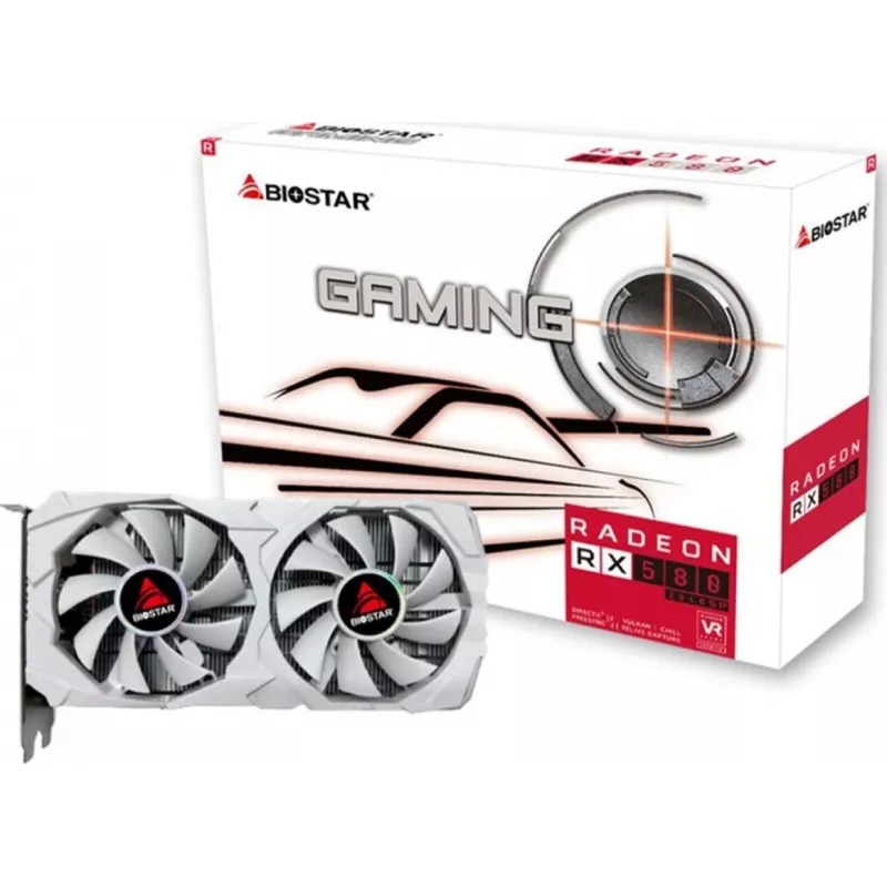 Tarjeta gráfica BIOSTAR Radeon RX 580 8 GB GDDR5, 256-bit, PCIe 3.0 x16, Doble ventilador, 1x HDMI, 2x DisplayPort