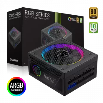 Gamemax fuente de alimentación, 80 PLUS, Gold | RGB 750G | 750 W