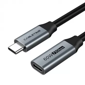 Cable de extensión USB 3.0 Type-C (M) - USB Type-C (F), 5 Gbit/s, 60 W, 4K/60 Hz, 0,5 m