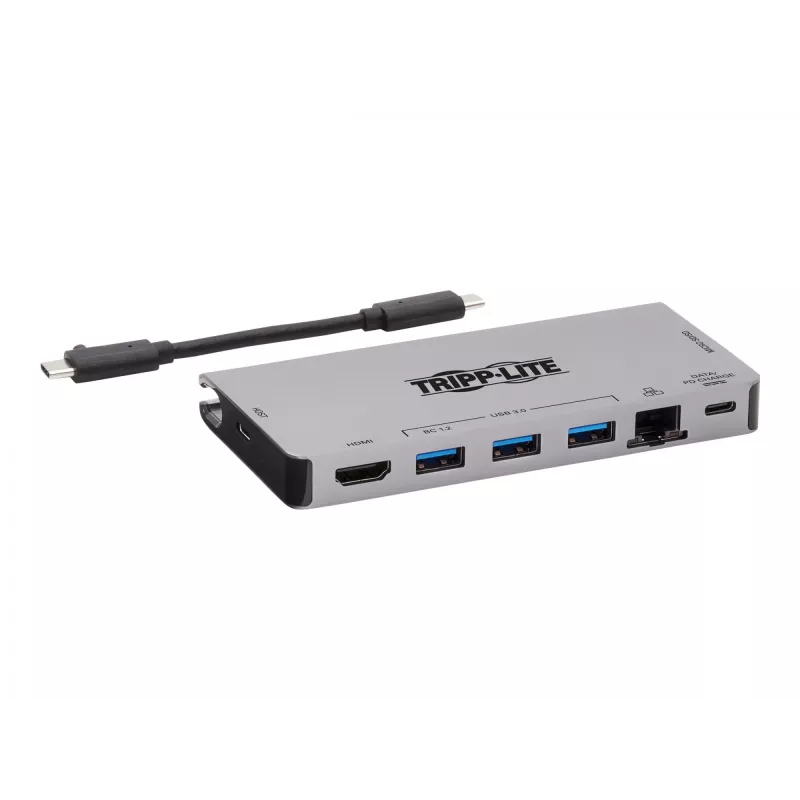 Dock USB-C - 4K HDMI, USB 3.2 Gen 1, hub USB-A, GbE, tarjeta de memoria, carga PD 100W, cable extraíble U442-DOCK5D-GY