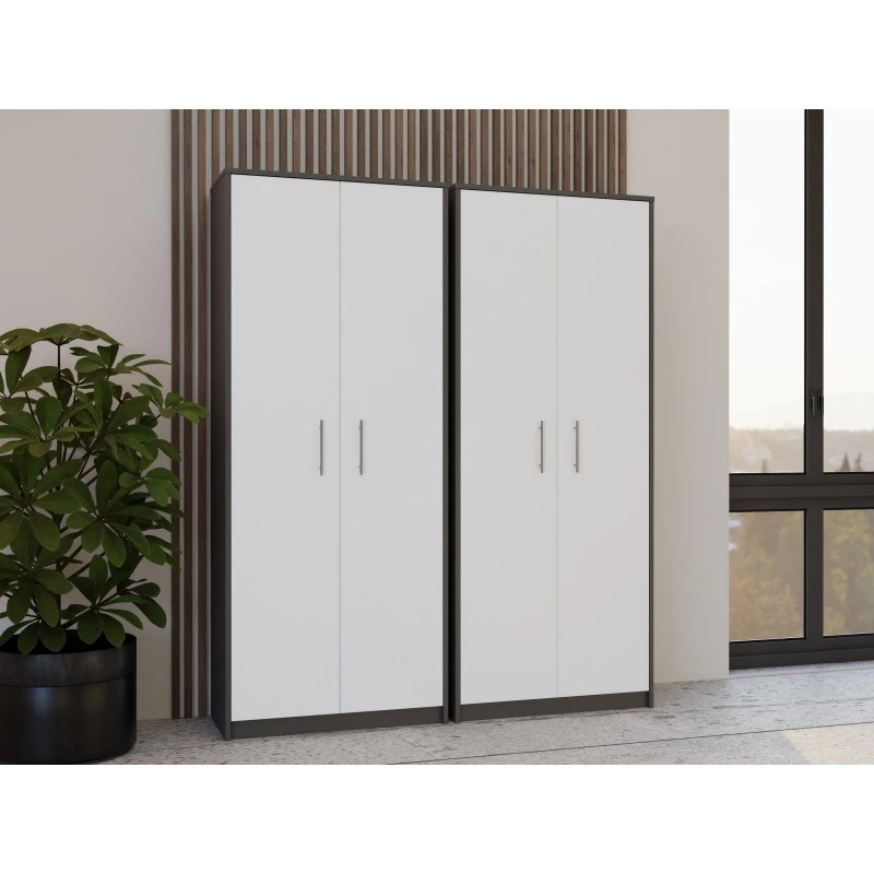 ESTANTERÍA CERRADA OLIV 2D, ANTRACITA/Blanco SET