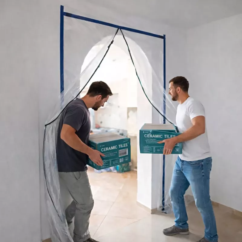 Puerta antipolvo para reformas, cortina antipolvo 220X110 recta