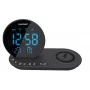 Radio reloj FM PLL/ALARMA/USB/CR85BK CARGA/Carga inalámbrica/temperatura interior/exterior/negro
