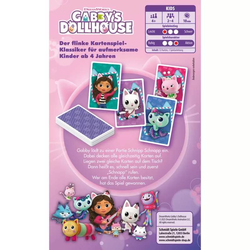 Gabby's Dollhouse Schnipp Schnapp, juego de mesa