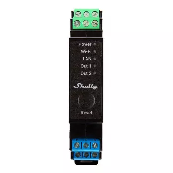 Pro 2PM, 25A, Wi-Fi, LAN y Bluetooth relé inteligente de 2 canales con medición de energía, domótica