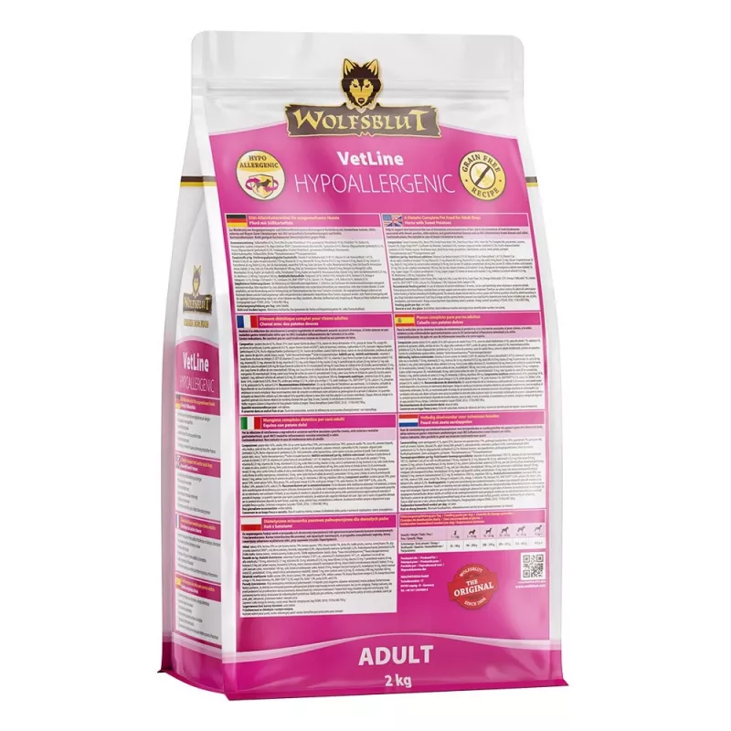 WOLFSBLUT VetLine hipoalergénico caballo con batata - pienso para perros - 2 kg