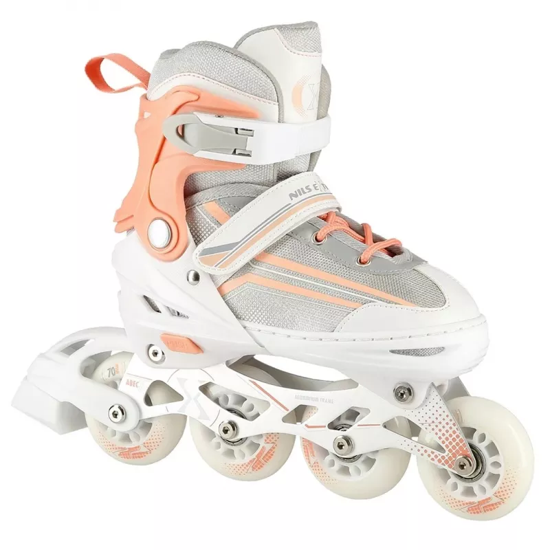 Patines en línea 2IN1 Nils Extreme NH18190 blanco/rosa talla S (29-33) con patines de hockey intercambiables