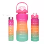 Extralink Botella de agua motivacional 3W1 Set rosa-naranja 2000ML+900ML+300ML