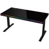 Escritorio gaming de altura ajustable con dos motores, función sentado/de pie, cargador inalámbrico, iluminación RGB, panel de control y puertos USB, tablero de vidrio templado, negro