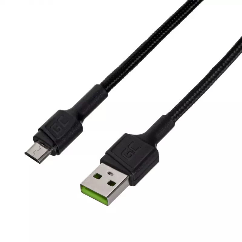 Cable USB 2.0 Green Cell KABGC23, USB A a Micro-USB B, 0,3 m, negro