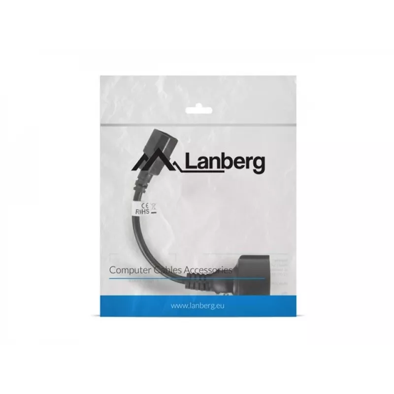 Cable de alimentación Lanberg CA-C14E-10CC-0018-BK negro 0,18 m conector C14 (CA-C14E-10CC-0018-BK)