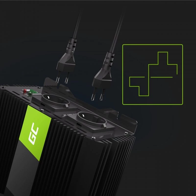 Inversor de corriente Green Cell INVGC12 coche 3000 W negro