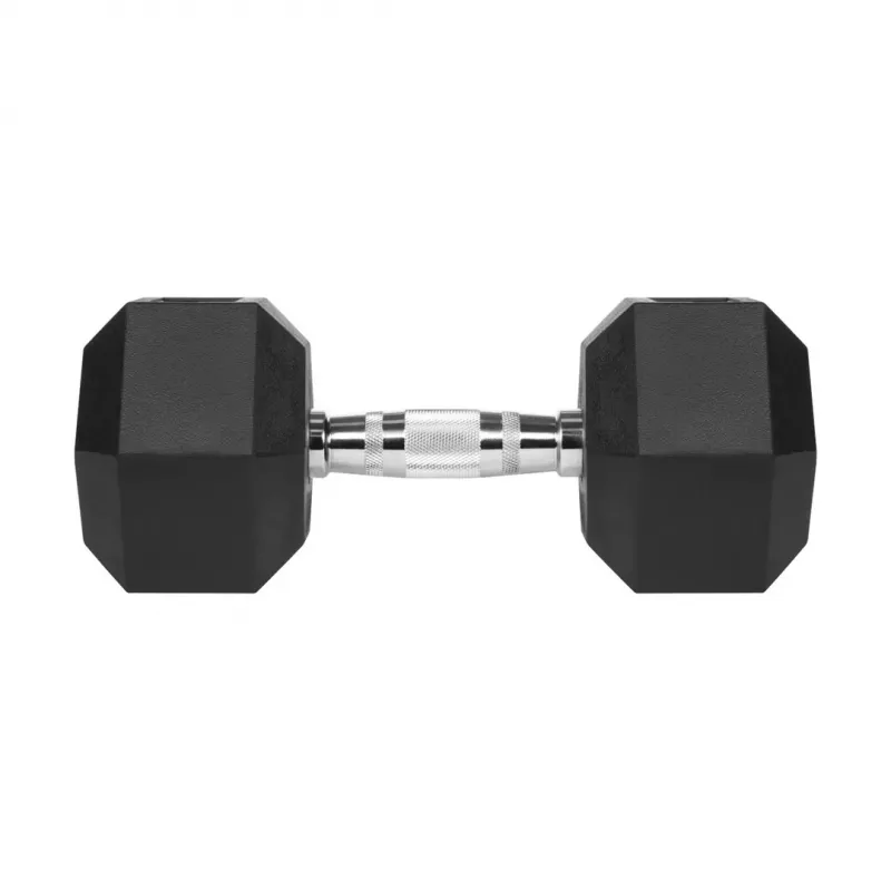 Mancuerna hexagonal Rebel Active con recubrimiento de goma 15 kg – mancuerna hexagonal individual, agarre compacto