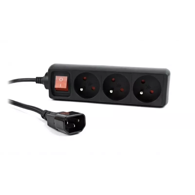 Protector de sobretensión Gembird EG-PSU3F-01 negro 3 tomas AC 230 V 0,6 m