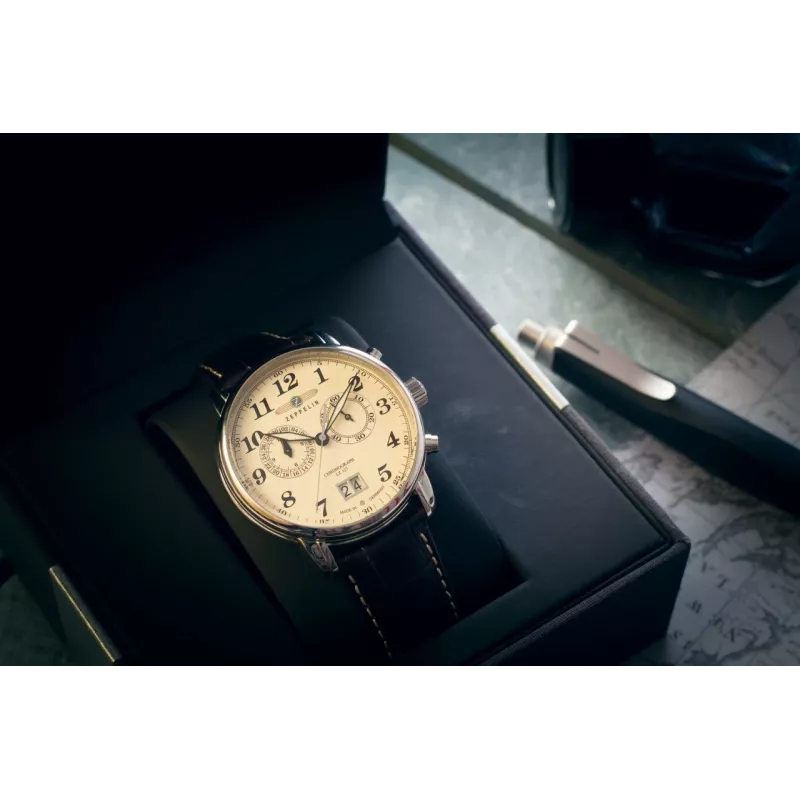 Reloj de pulsera Zeppelin 7684-5 — reloj de cuarzo para hombre, caja de acero inoxidable, 40 mm de diámetro, 11 mm de altura, plateado
