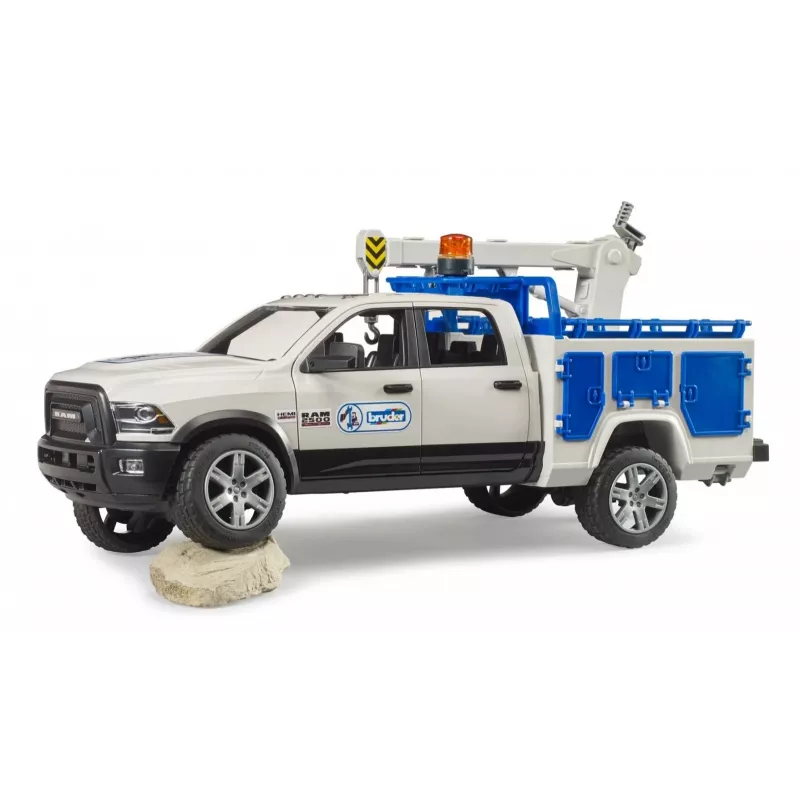 Coche Dodge RAM 2500 Service con luz giratoria y grúa BRUDER 02509