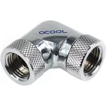 Alphacool HF Conector en L 90° - G1/4 giratorio - 2x rosca hembra - Cromo (17038)