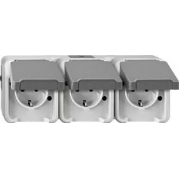 Toma de corriente merten MEG2391-8029 CEE 7/3, compatible con CEE 7/4, IP44, 250 V, 16 A, gris, 223×83×57 mm