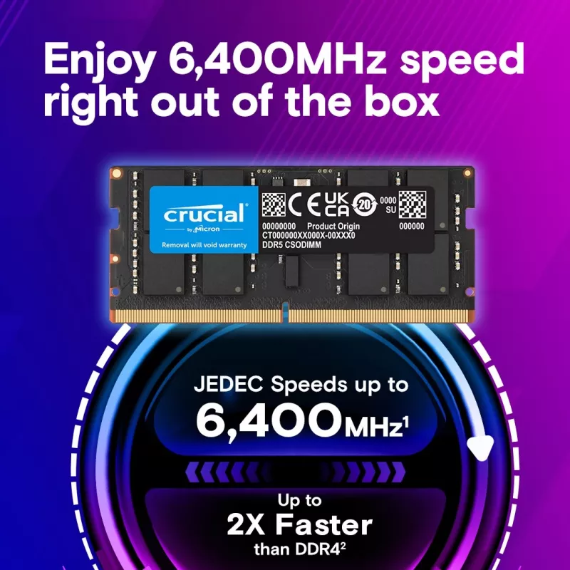 Memoria para portátil DDR5 CSODIMM 24 GB (1×24 GB)/6400 CL52