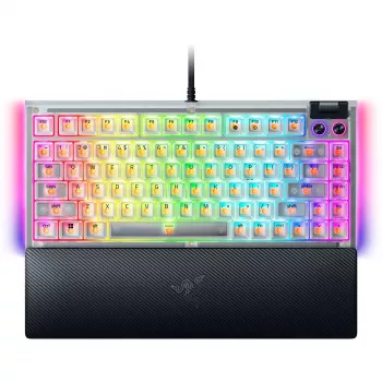 Teclado mecánico gaming hot-swappable Razer | BlackWidow V4 75% | Teclado gaming | Con cable | US | Phantom White Edition | USB Type-C | Razer Mechani