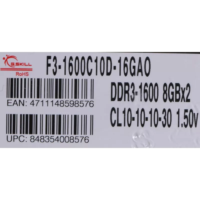 G.SKill ARES 16GB Kit DDR3 PC3-12800 CL10 (F3-1600C10D-16GAO)