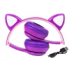 Auriculares inalámbricos Bluetooth 5.0 LED para niños orejas moradas
