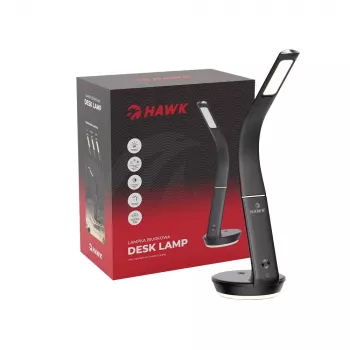 Lámpara de mesa Hawk HW-LAMP02 negra — regulable, brazo ajustable