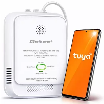 Detector de fugas de gas QOLTEC NG Tuya — detector de gas natural (CH4), compatible con smart Tuya