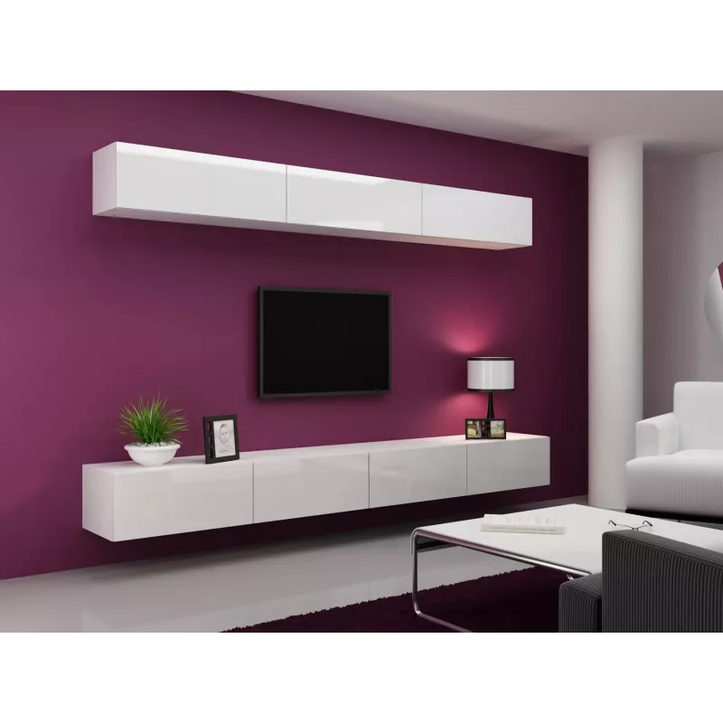Conjunto de armarios de salón Cama VIGO 13 blanco/blanco brillante