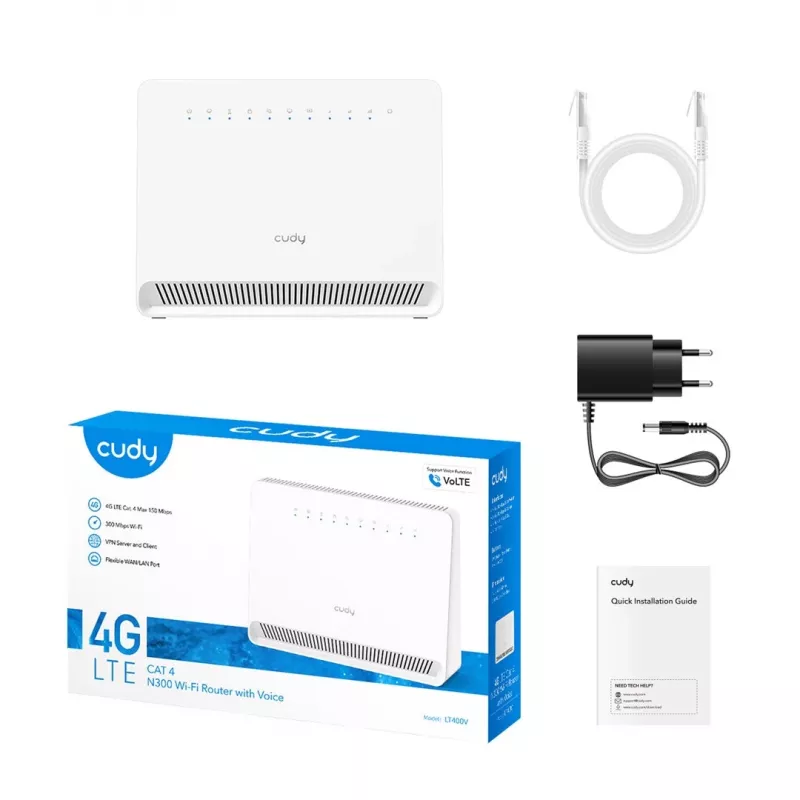 Router Wi-Fi 4G N300 CUDY LT400V con función de voz