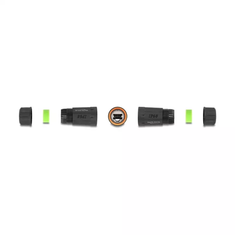 DeLOCK 88144 Conector de cable impermeable IP68 RJ45 hembra a hembra Cat.6A con rosca M20, negro