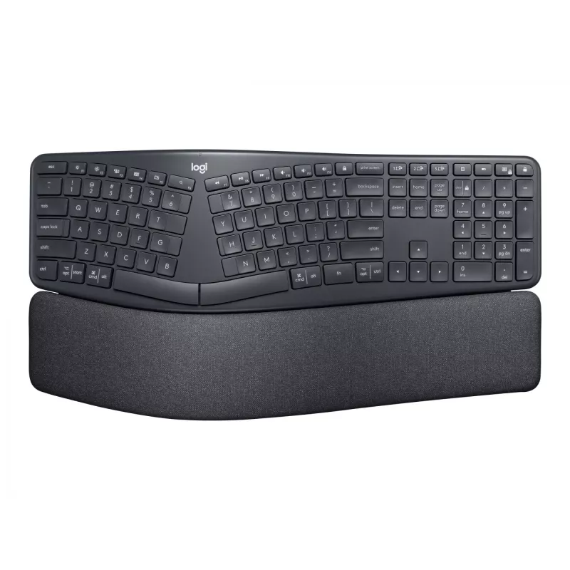 Logitech ERGO K860 - Teclado - Inalámbrico - 2,4 GHz, Bluetooth 5.0 - QWERTY - Español - Grafito