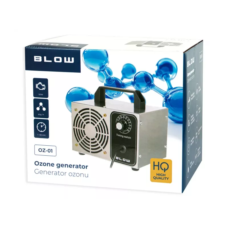 Generador de ozono BLOW oz-01 — potencia de 60.000 mg/h, potencia 120 W